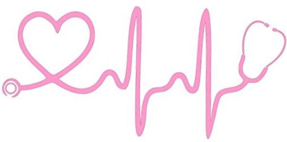 Stethoscope Heart (Pink) – 8" x 3 3/4" – Vinyl Die Cut Decal/Bumper Sticker
