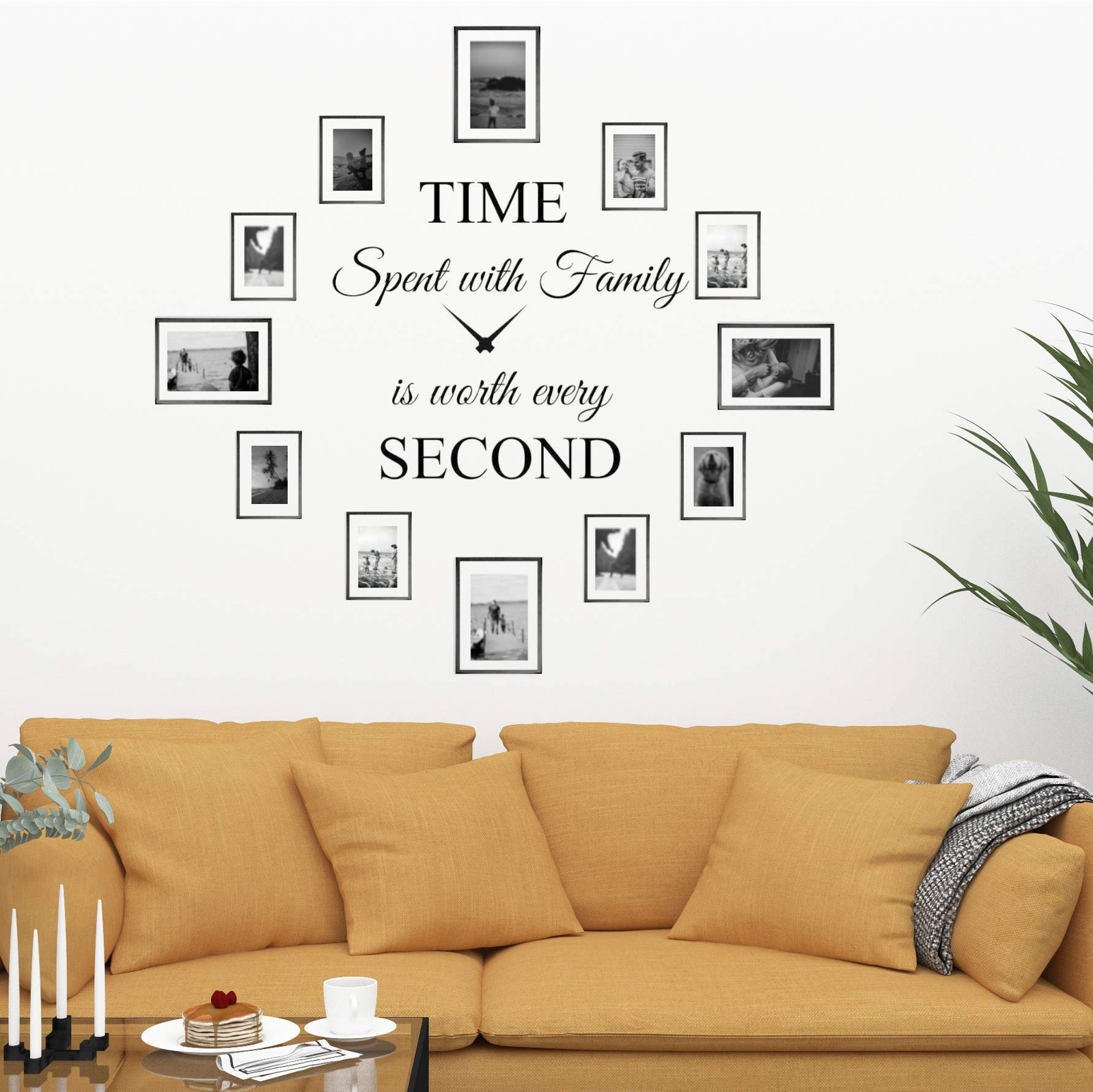 Time Spent with Family is Worth Every Second Wall Decal Decor Clock Family Qu…