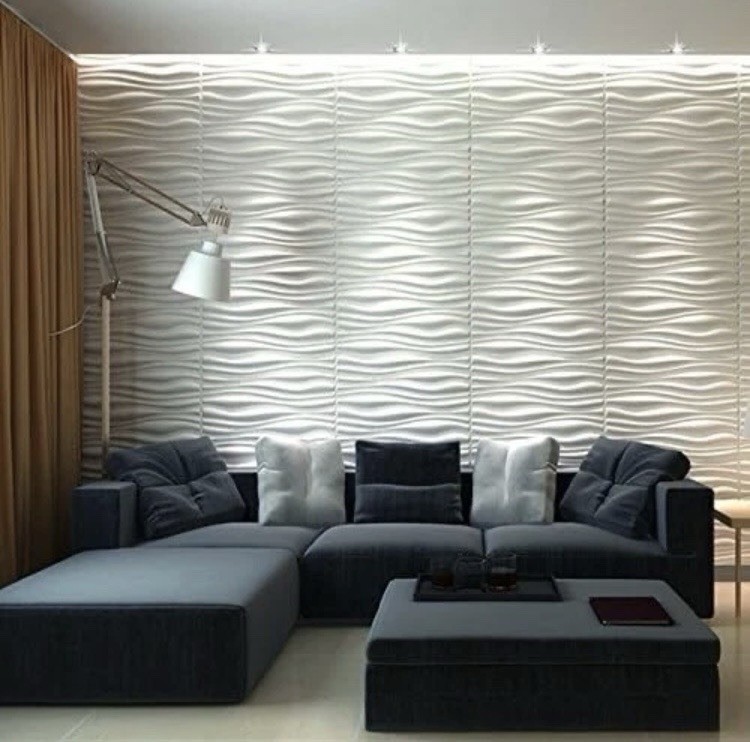 30 PIECES 3D Wall Panel Tile PVC Wave Wall Design White 11.7" x 11.7" Paintable