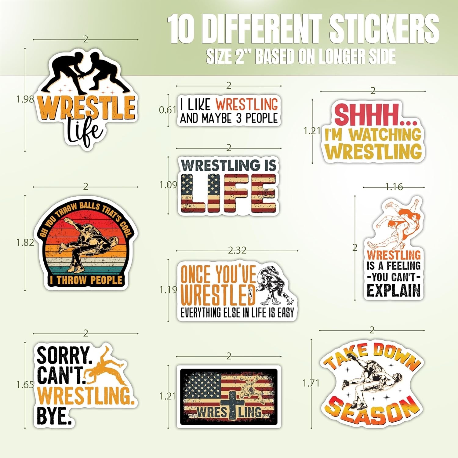10pcs Wrestling Sticker Motivational Wrestler Quotes Wrestling Life Fan Gift