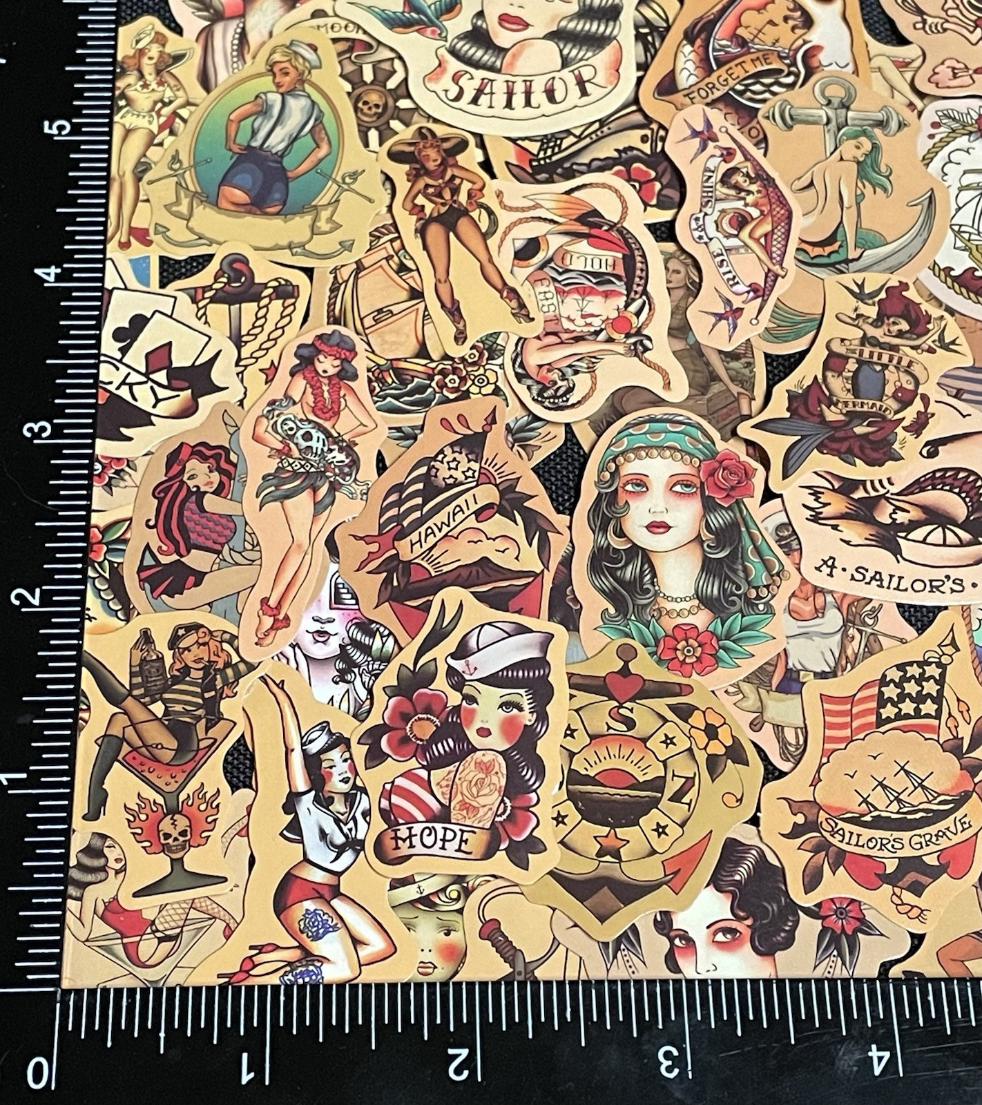 100 Stickers Retro Pinup Girl Sailor Sea Sexy Decals Tattoo Pirate Life