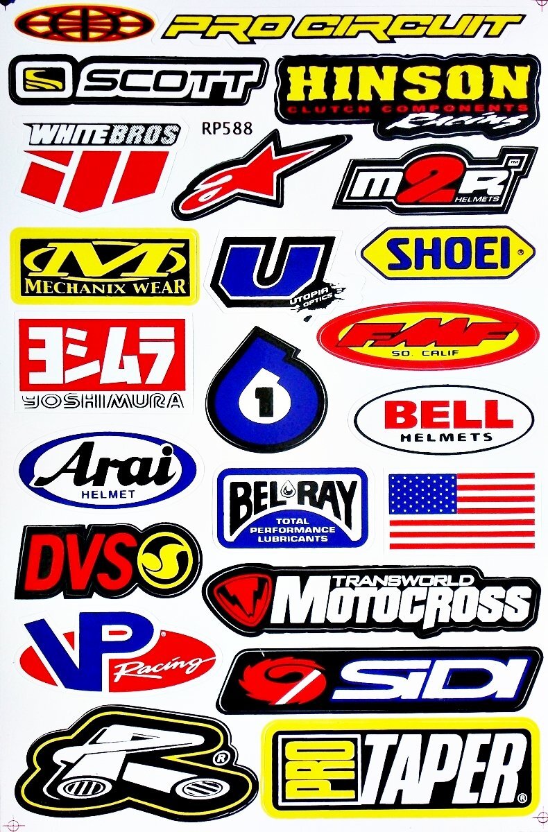 Dirt Bike Supercross Motocross ATV Vinyl Decals Stickers Set