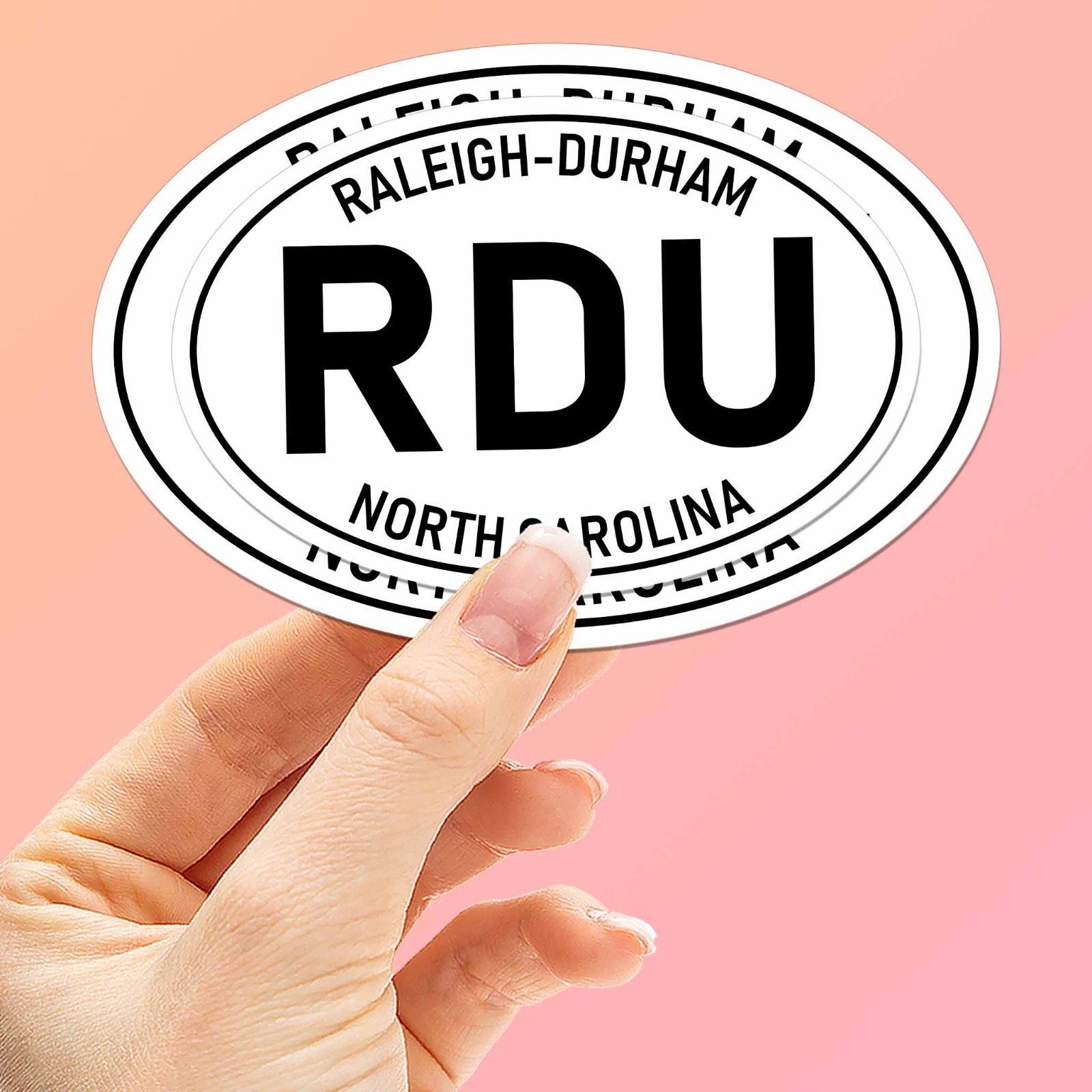 Raleigh Durham North Carolina RDU White Oval Bumper Sticker – Cool NC Decal