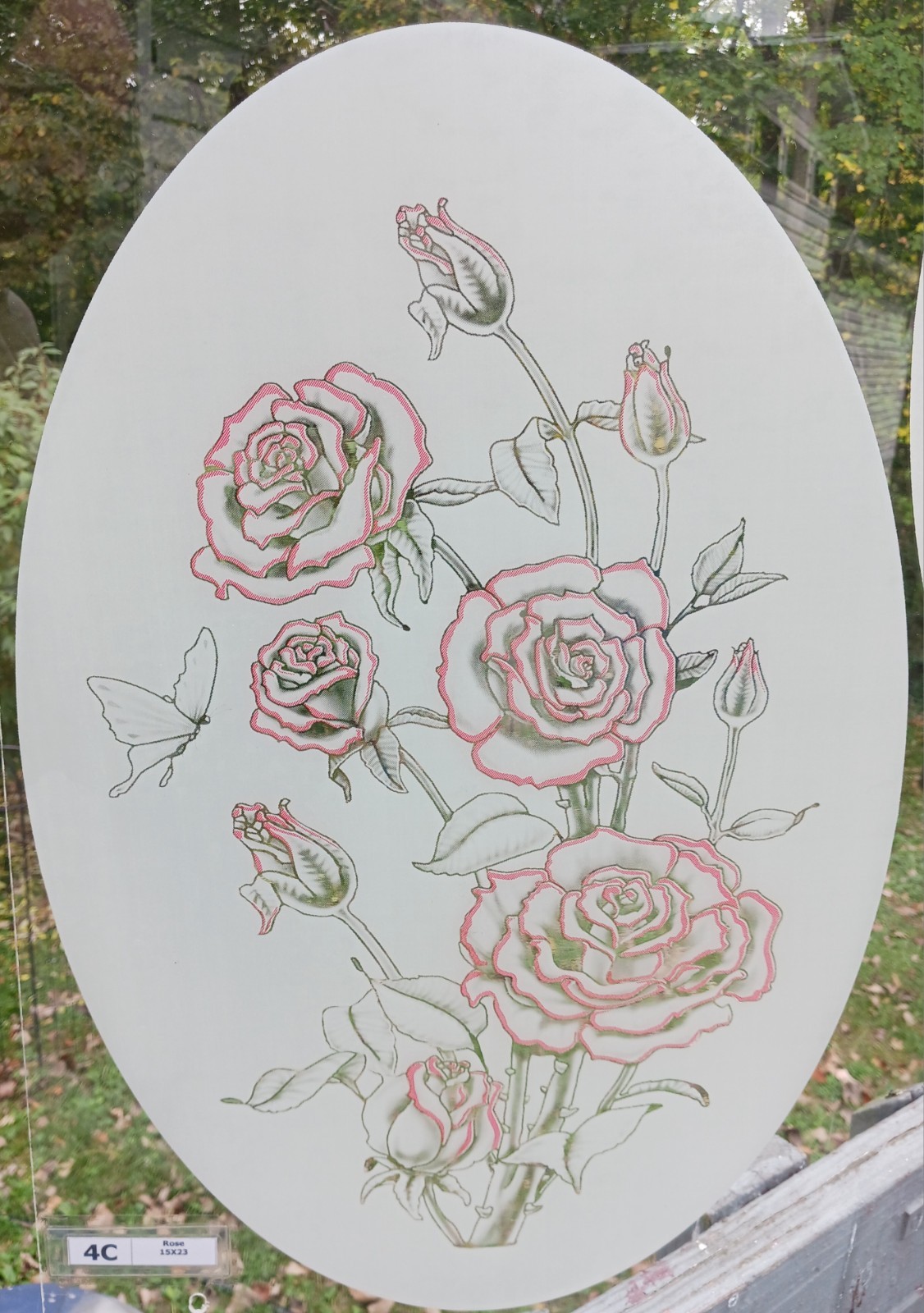 ROSE COLORED Window Decal 15"x23" Etched Look Cling Removable & Reusable 4C