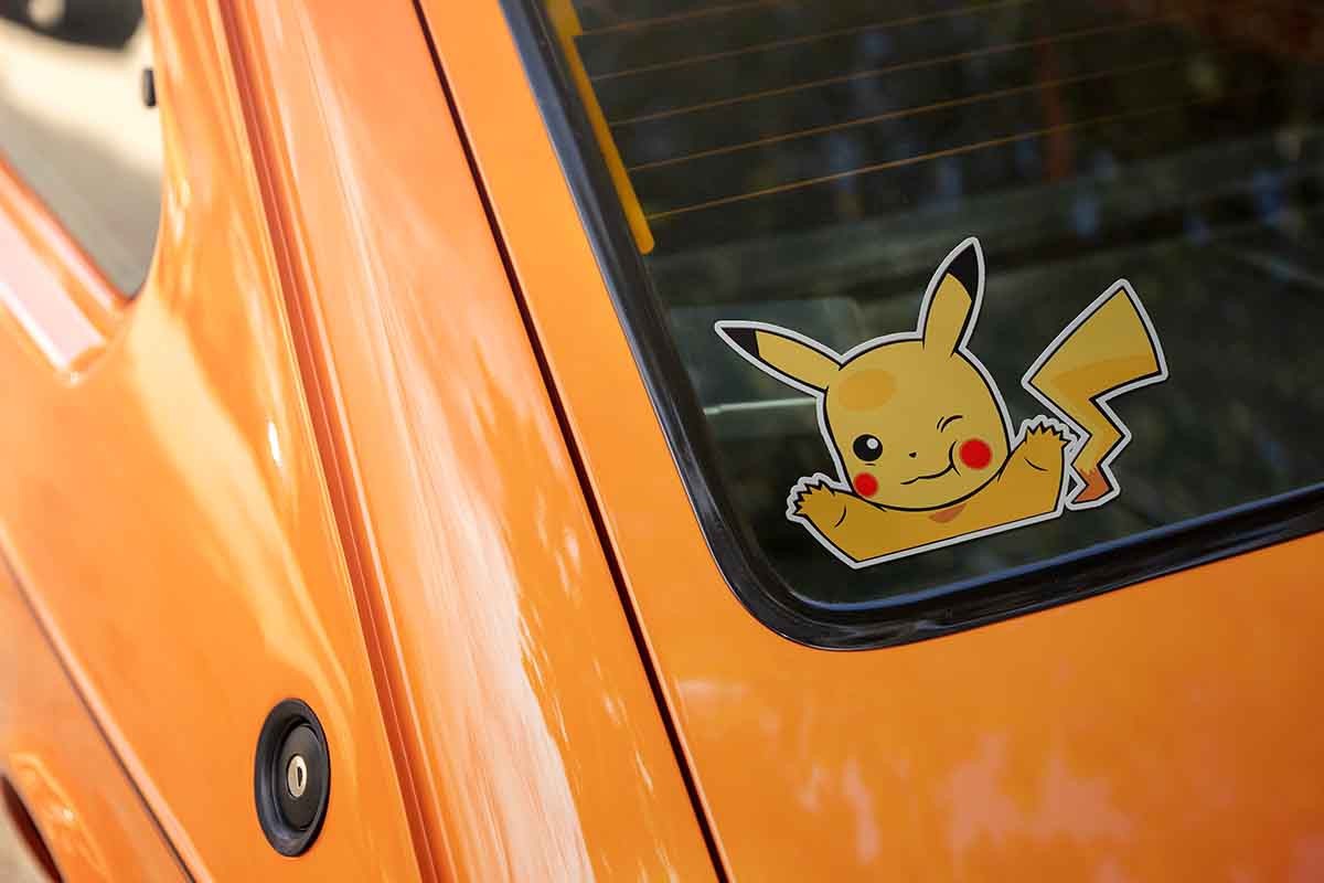 Cute Peeking Pikachu Anime Vinyl Decal – 6" Car Window Peeker Sticker USA Made