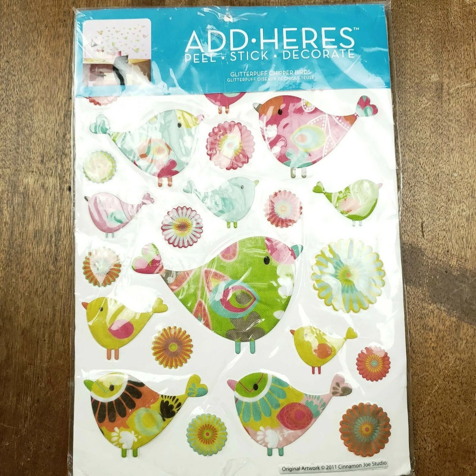 ADD-HERES Glitterpuff Chipper Birds 3D Puffy Stickers Wall Decor Lot 26 Studio