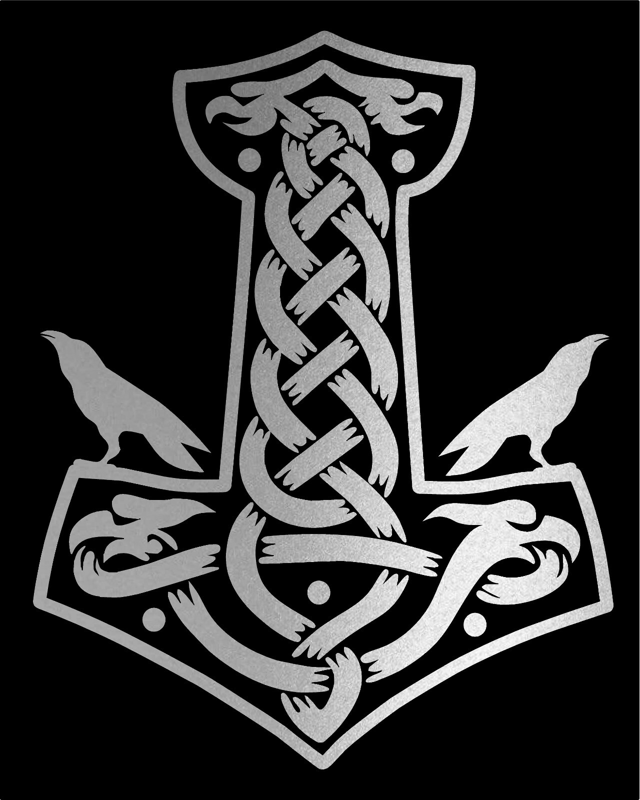 Thor's Hammer Decal with Ravens Mjolnir Viking Nordic car laptop vinyl sticker