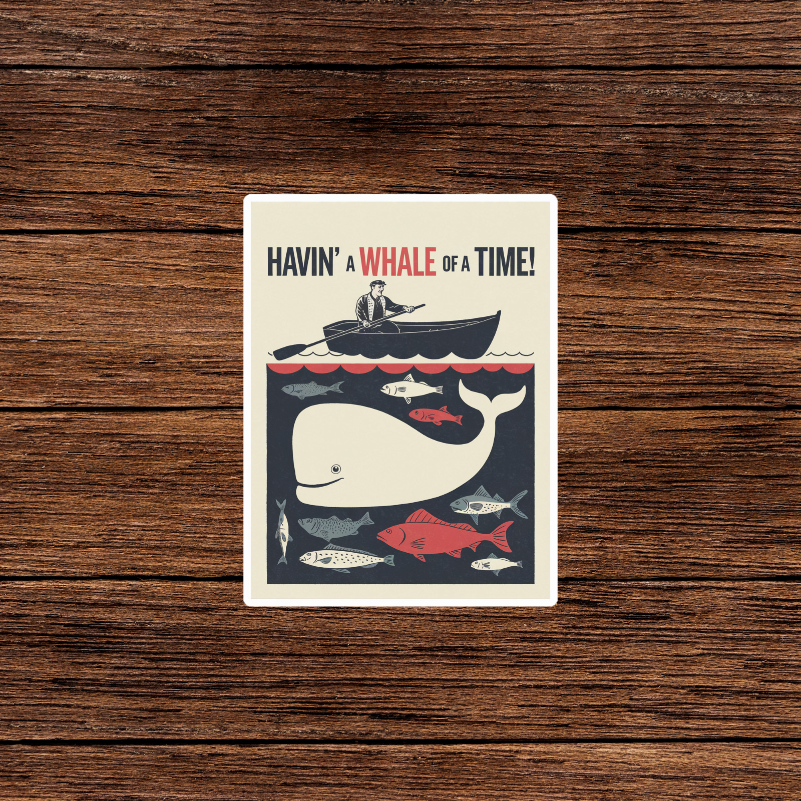 Vintage Whale Fishing sticker – Retro Nautical Art Print for Ocean Lovers #3234