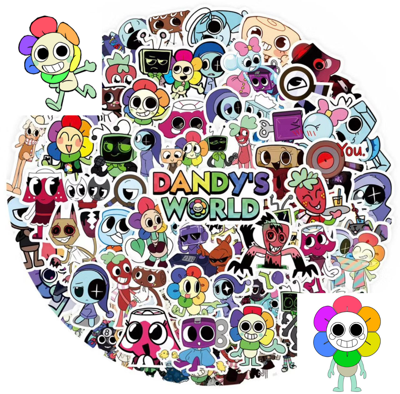 100PCS Dandy's World Cartoon Character Stickers DIY Fashion Doodle Decals Laptop
