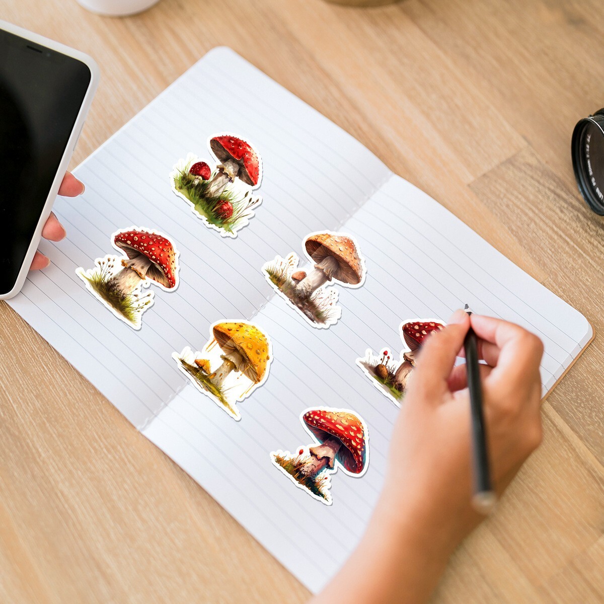 50 Pcs Stickers Vinyl Cute Mushroom Laptop Luggage Fridge Phone Car Water Bottle