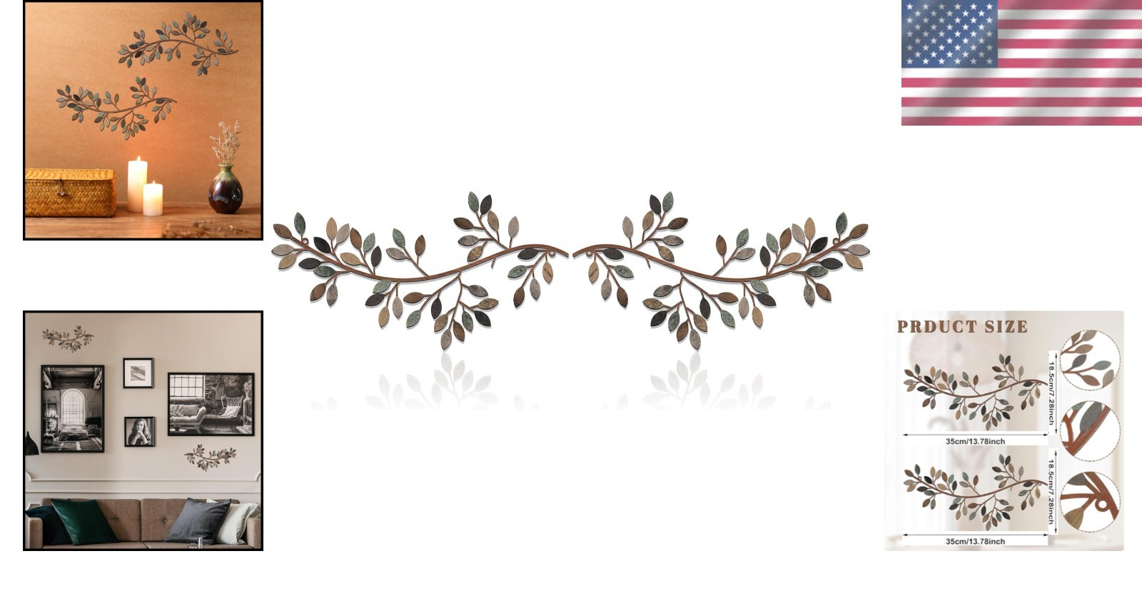 Nature-Inspired 2-Piece Metal Leaf Wall Decor for Indoor & Outdoor Elegance
