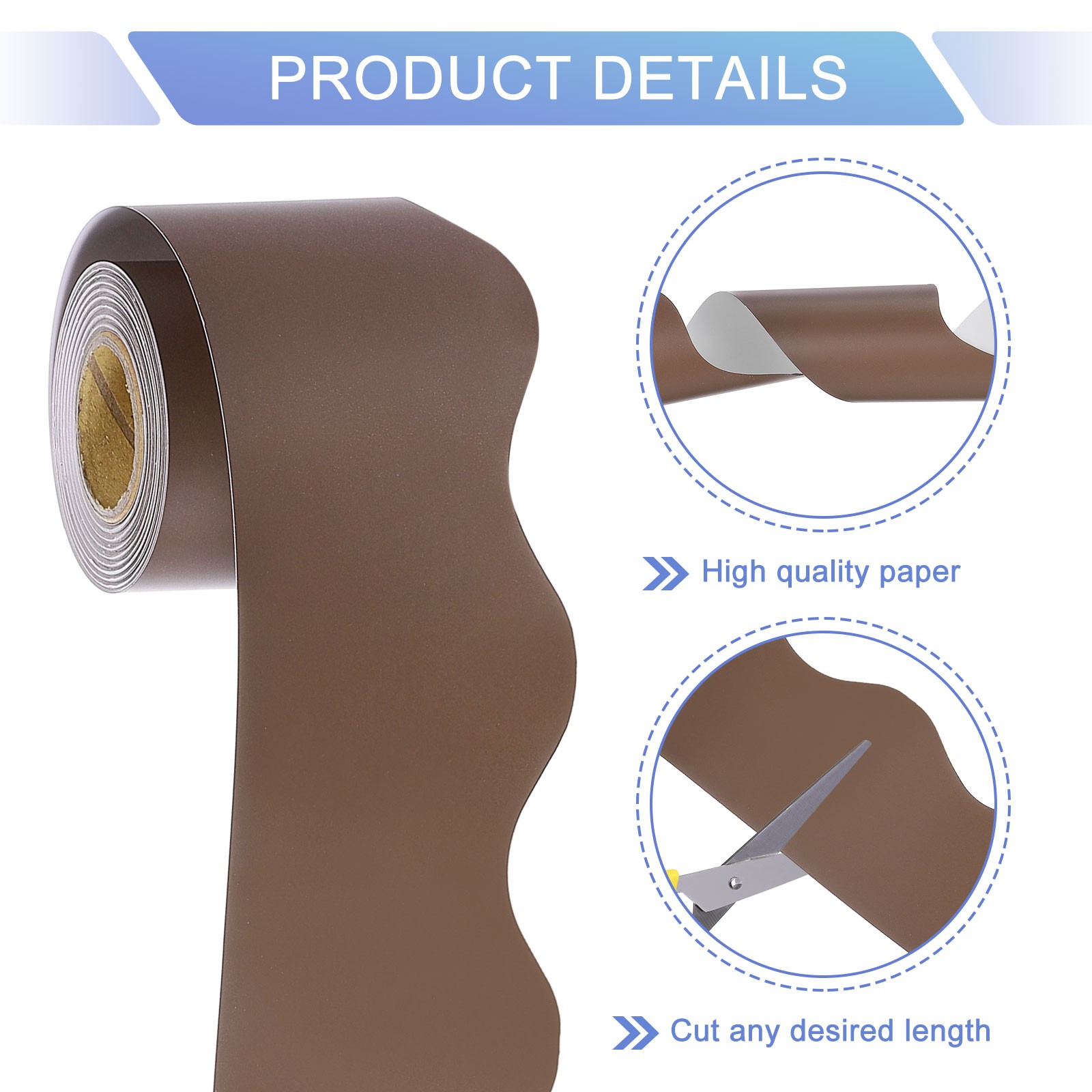 Bulletin Board Border 32.8Ft x 2.24 Inch Classroom Border Trim Deep Brown