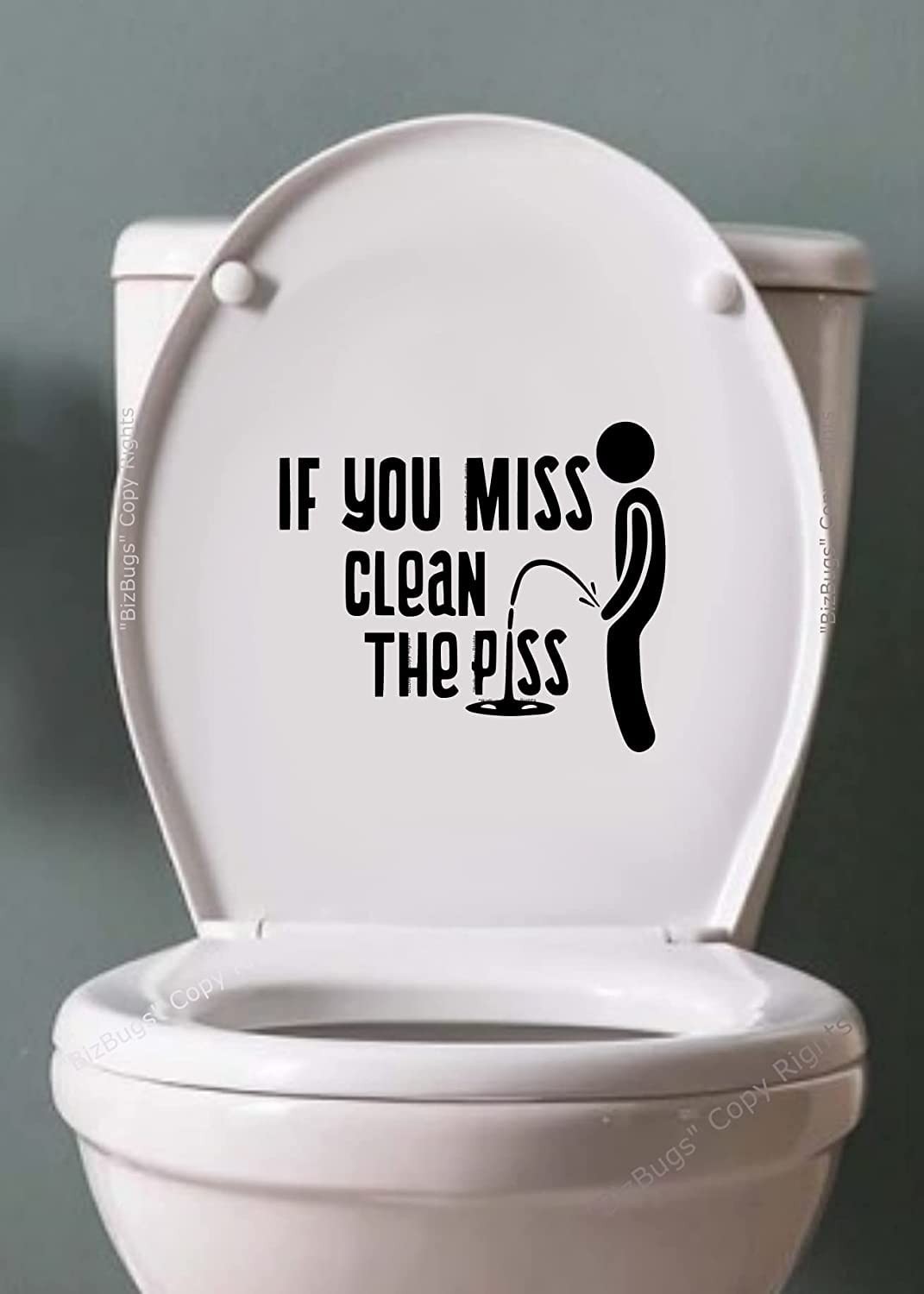 If You Miss Clean Your Pee Sticker Vinyl Decal 6 inches by 7 inches, Black