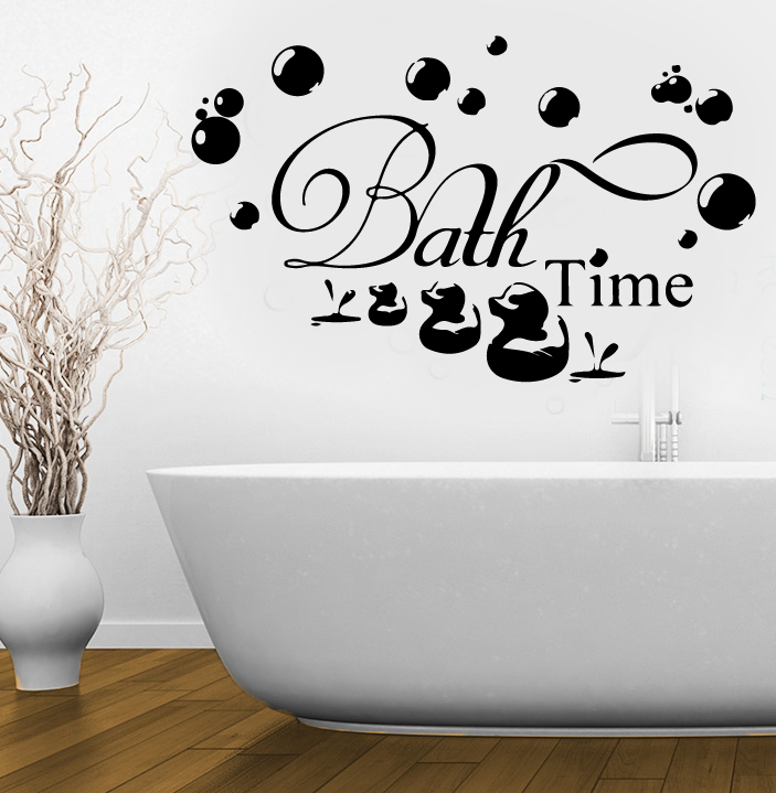 Bath Time Ducks Soak Relax Quote Wall Stickers Art BATHROOM Removable Decals DIY