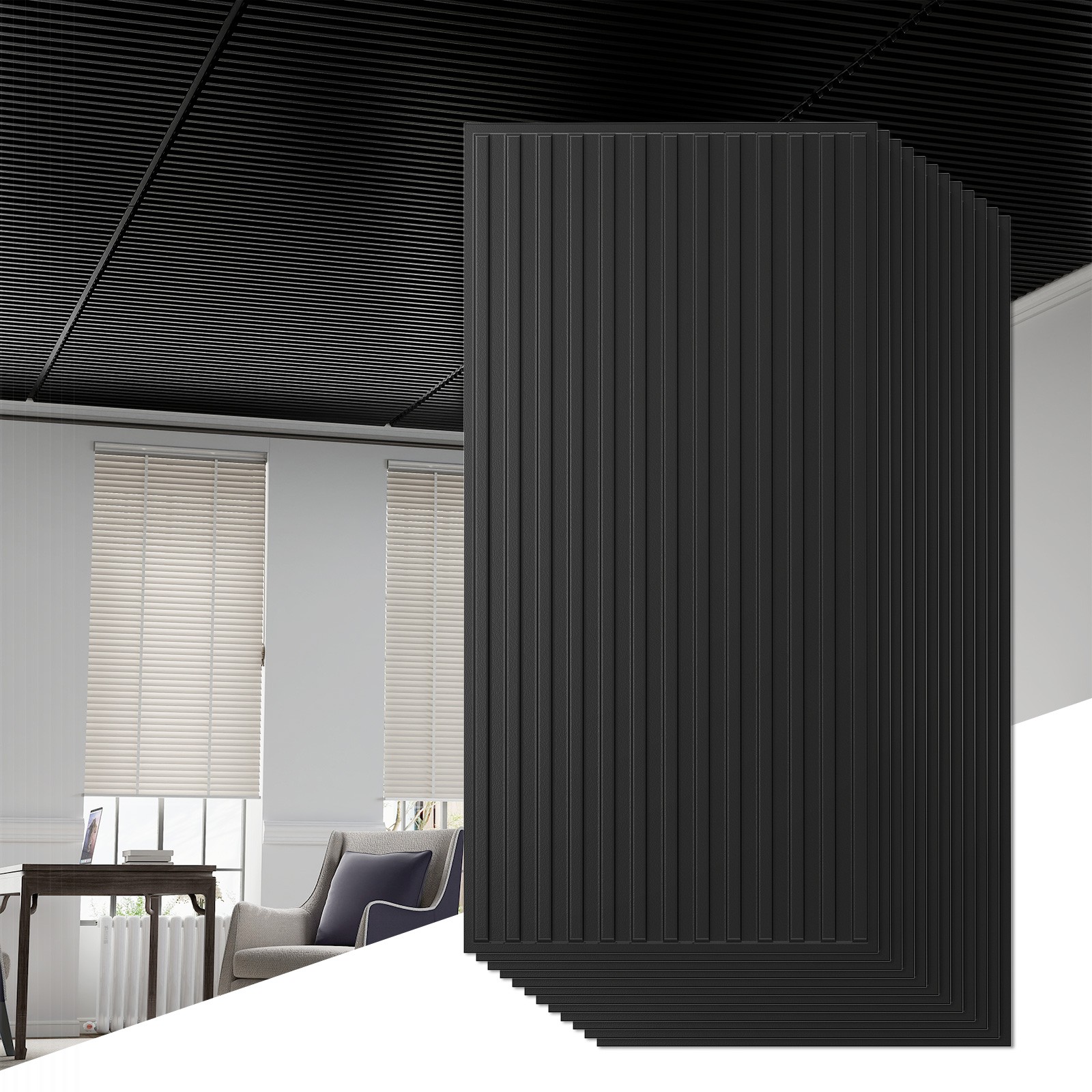 12-Pack PVC Slat Wall Panels, 3D Fluted Panels for Interior Wall Decoration
