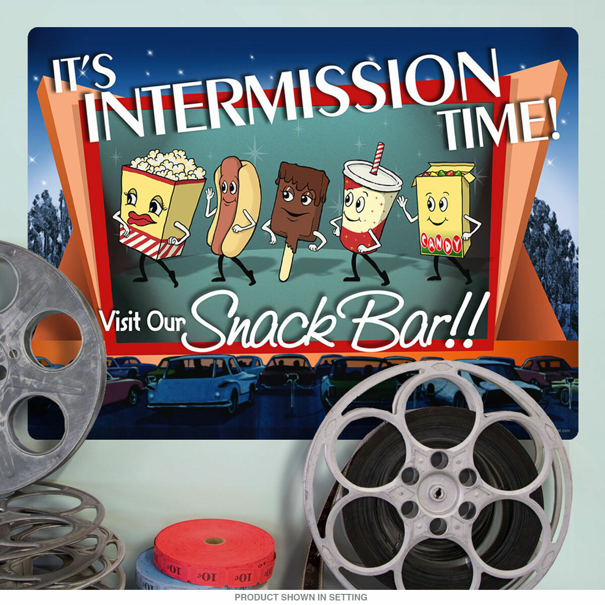 Drive-In Intermission Snacks Wall Decal Classic Movie Theater Decor