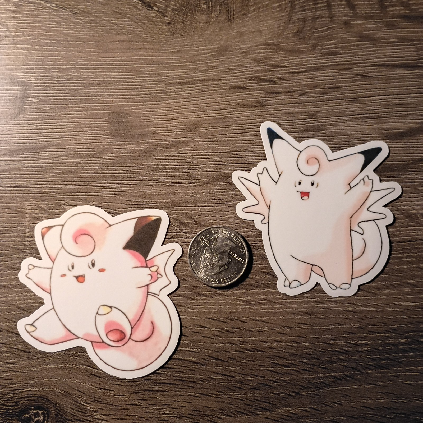 Gen 1 Clefairy & Clefable Stickers – Vinyl, Waterproof, Die-cut – Red & Blue Art