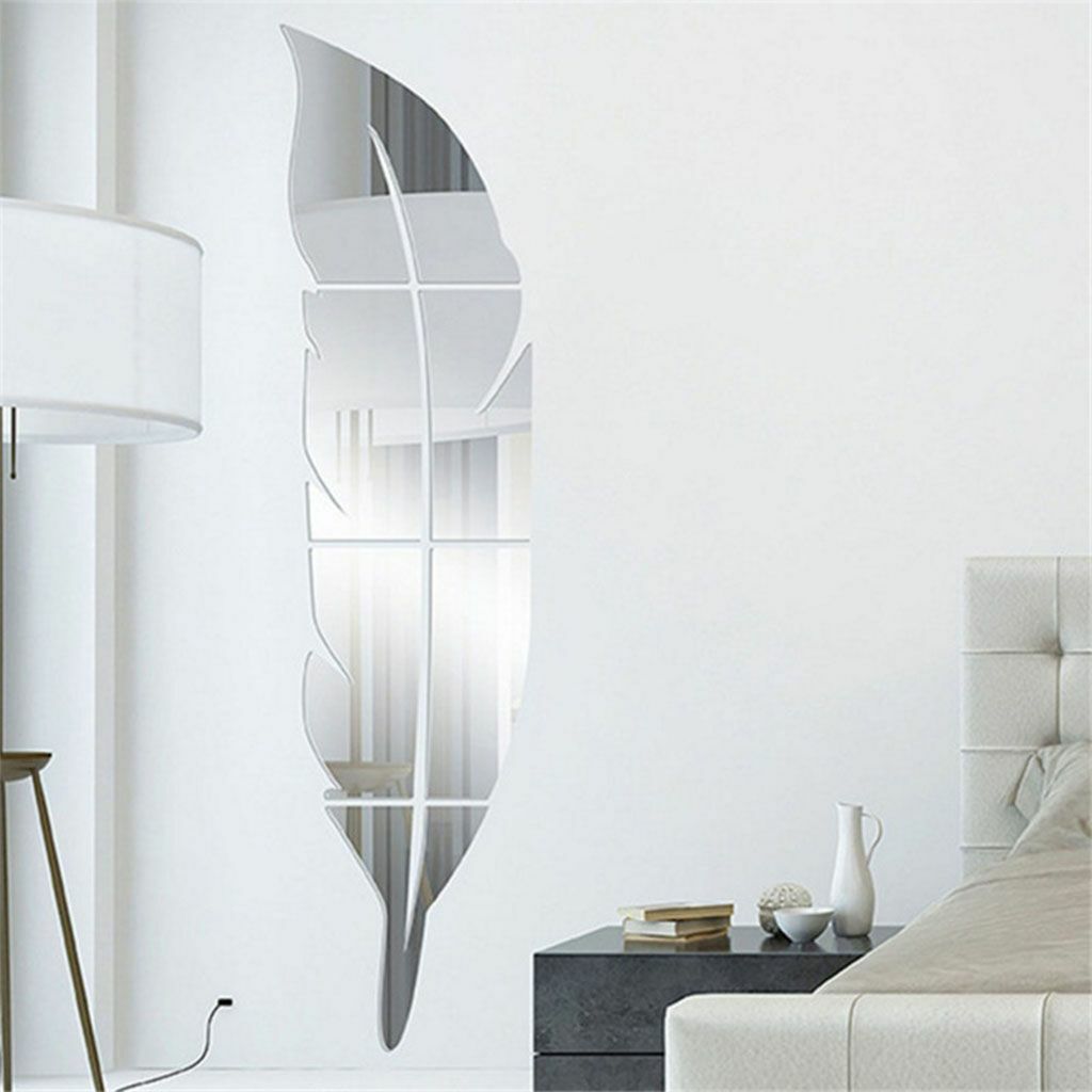 3D Removable Feather Mirror Home Room Decal Vinyl DIY Art Stickers Wall Decor
