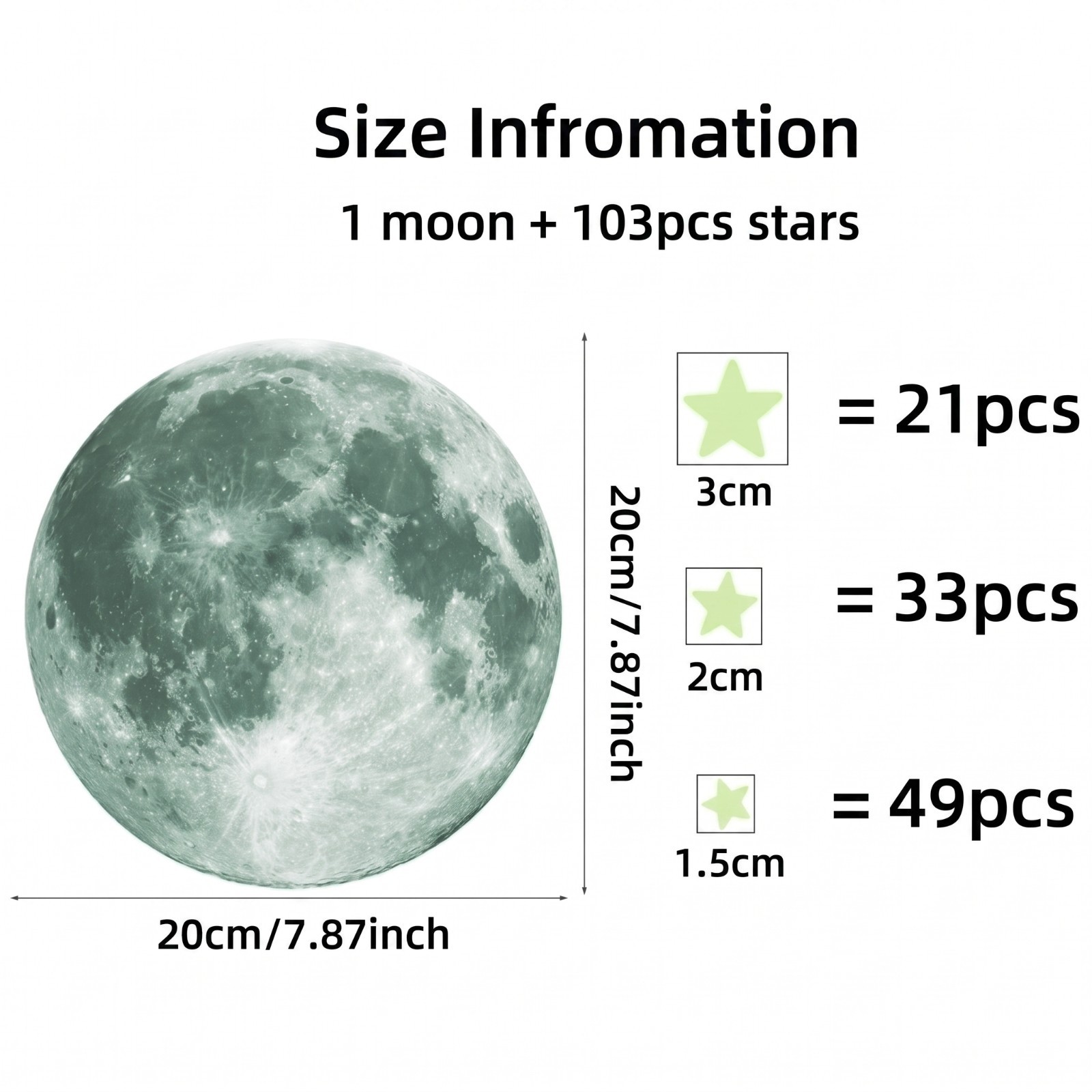 Glow in the Dark Stars Moon Wall Stickers Kids Bedroom Ceiling Decor 103 Pcs Set