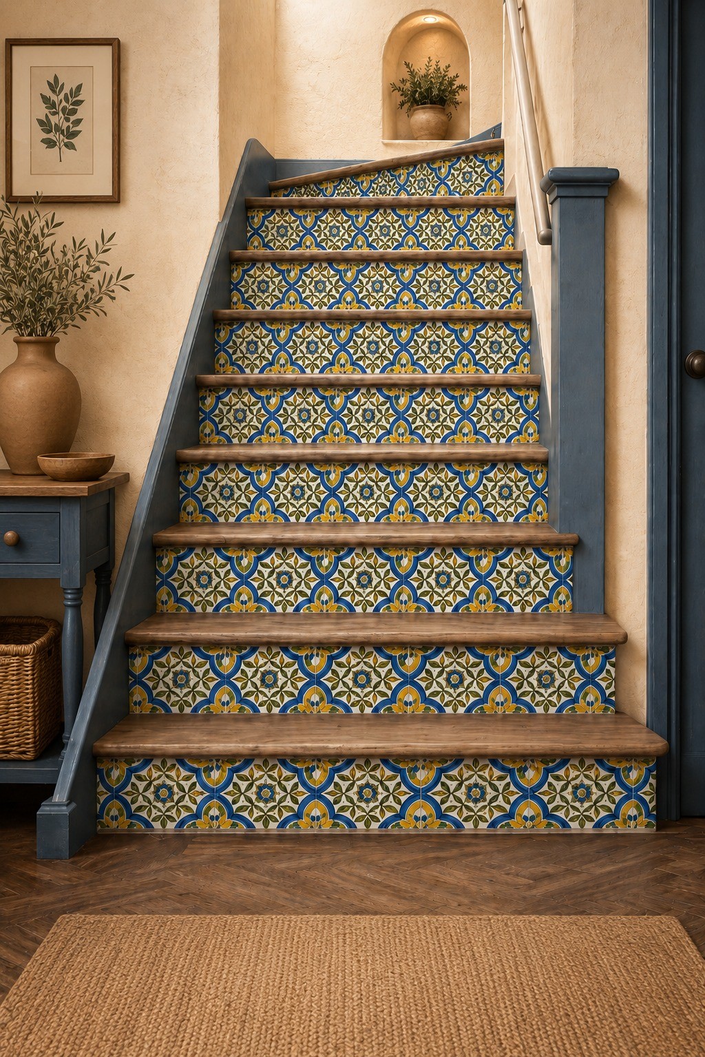 Peel and Stick Tile Stickers Blue Yellow Portuguese Kitchen Backsplash