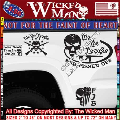 The Wicked Man – We The People Are Pissed Off Skull Oval Decal Sticker