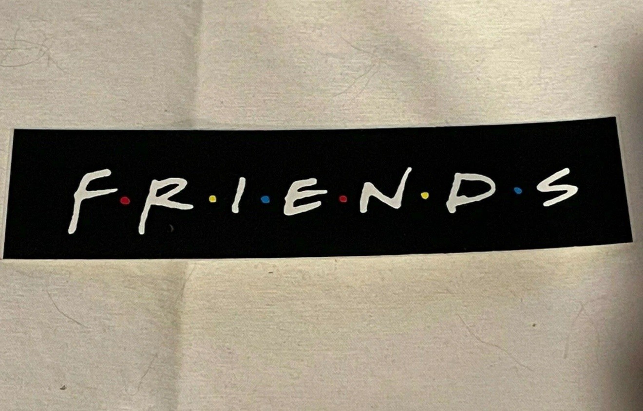 Friends TV Show Logo Black and White Color Decal Sticker 5" Long, 1 1/4" Tall