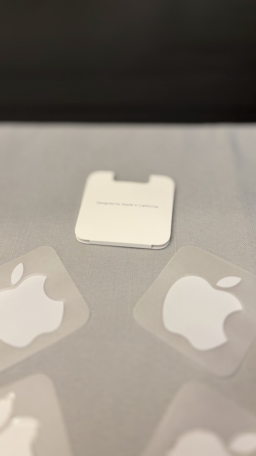 Apple Logo Vinyl Decal Stickers Set, White on Clear Backing, Adults
