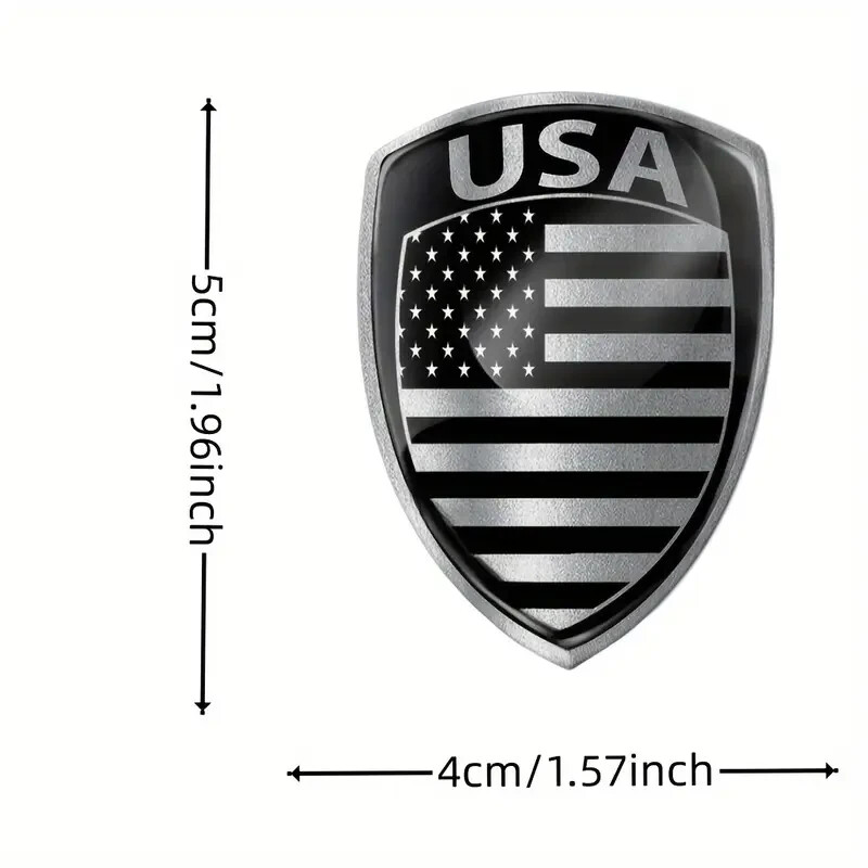 American flag 3D Sticker Dome America Silvery Black Flag Silicone Stickers 2pk
