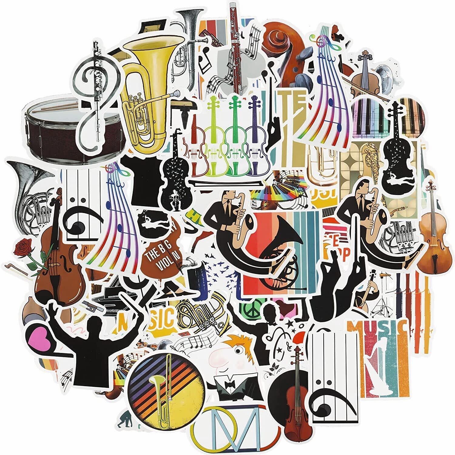 MUSICAL INSTRUMENTS Vinyl Stickers~Violin GUITAR ORCHESTRA Teacher MUSIC~Decals