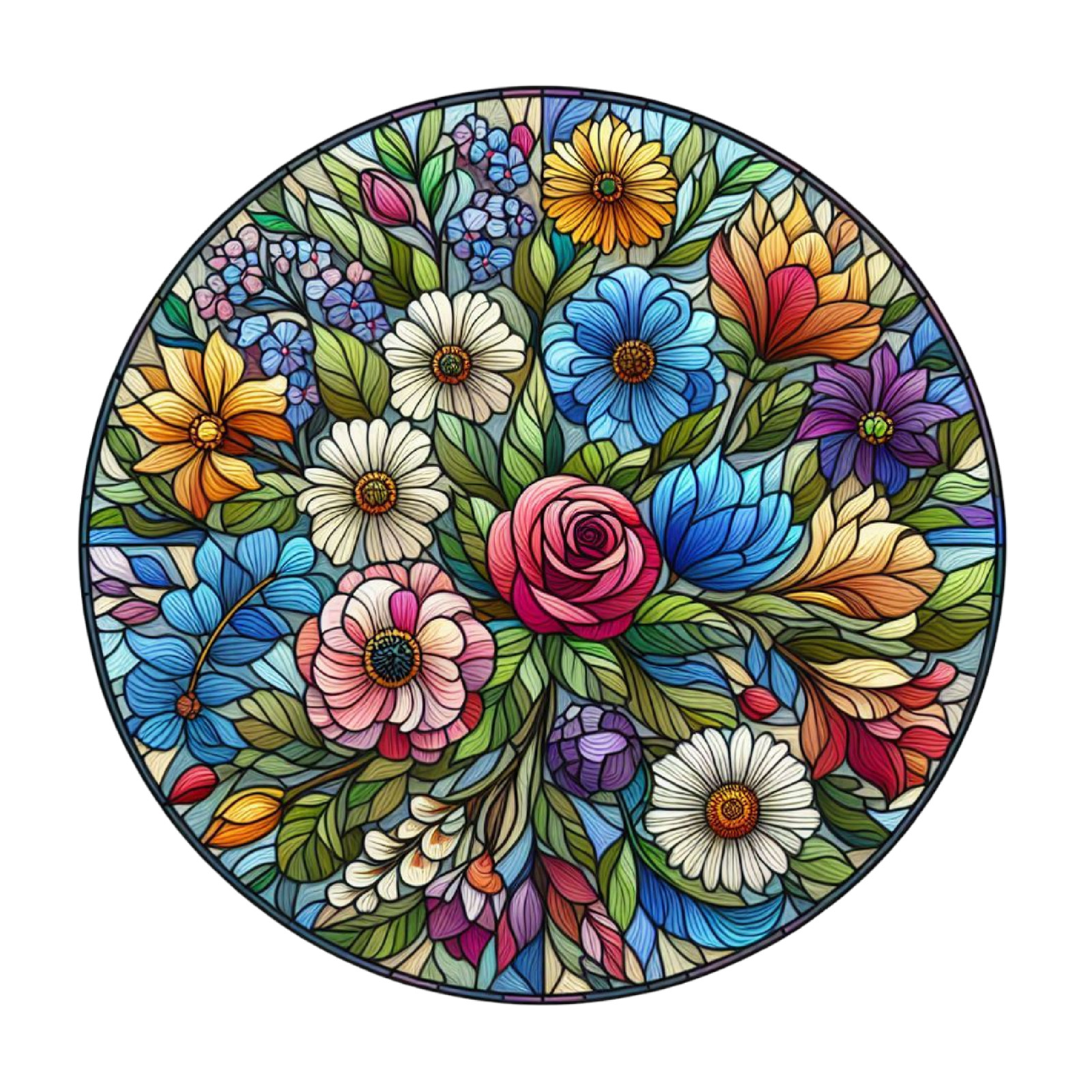 Wall decal sticker flowers stained glass wall sticker 18 x 18 cm large