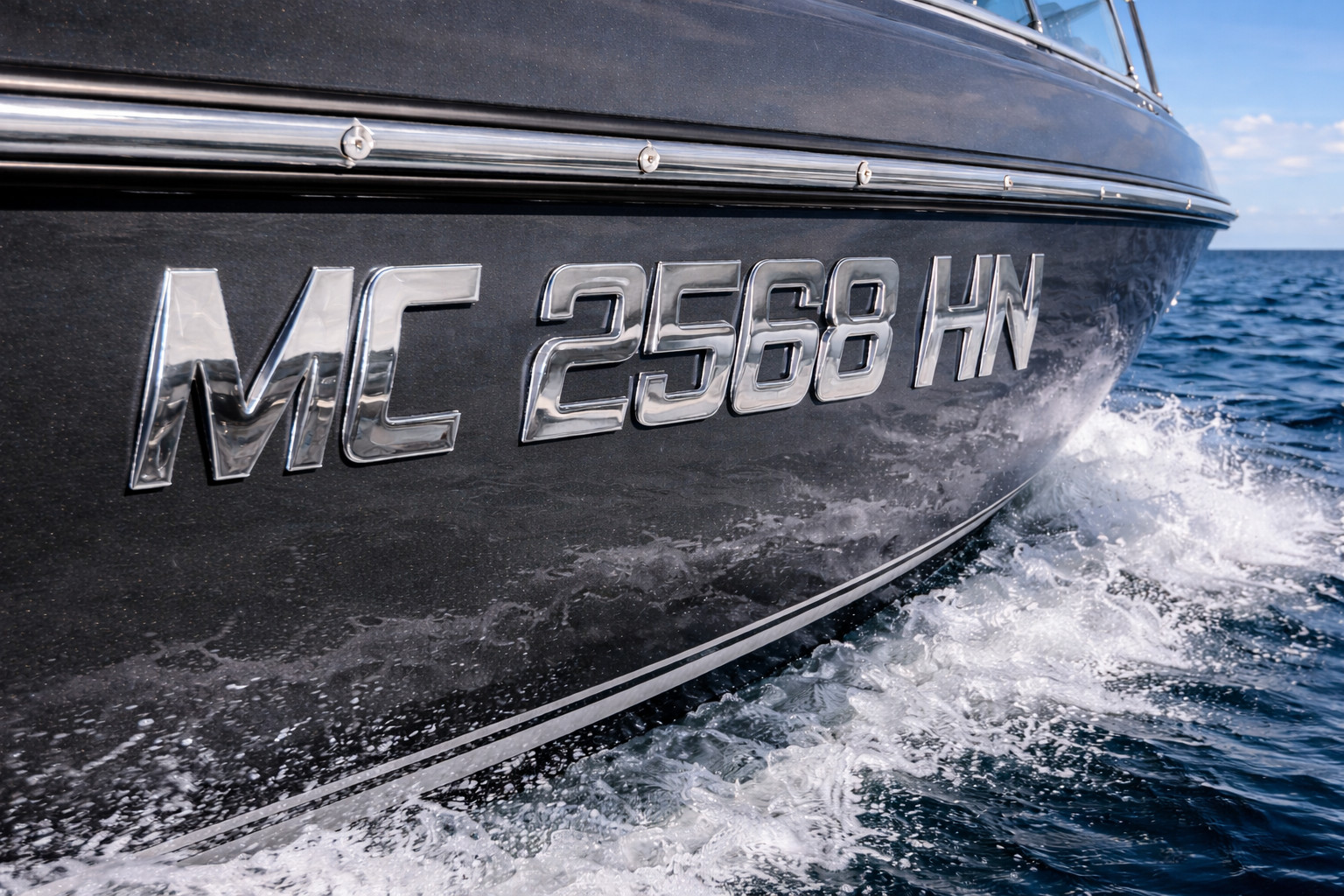 Boat and Jet Ski Registration Numbers and Letters Chrome Emblem
