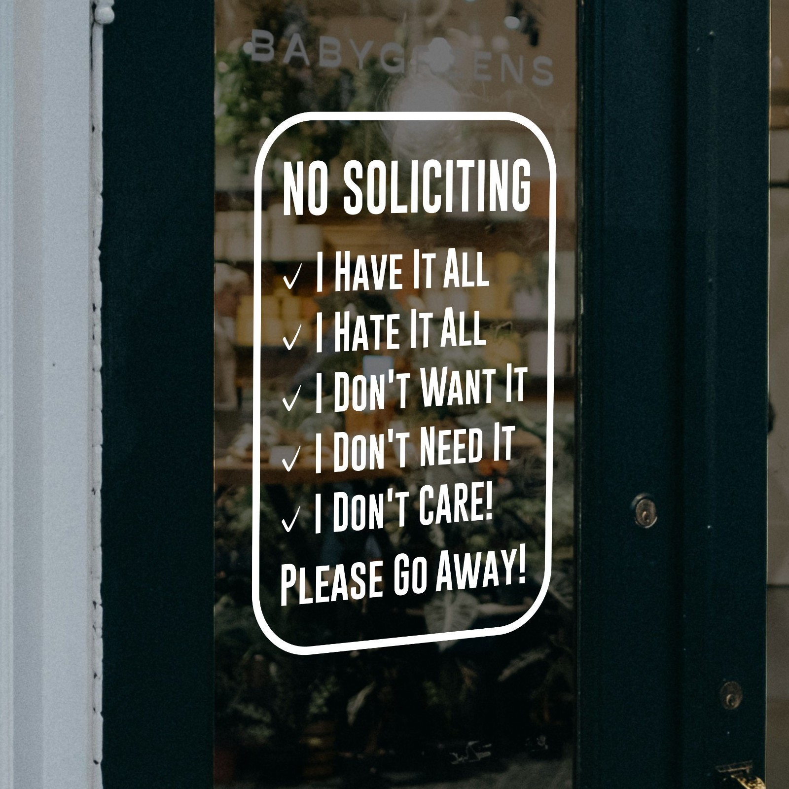 No Soliciting Decal Sticker Funny No Solicitation Sign Home Door Business Office