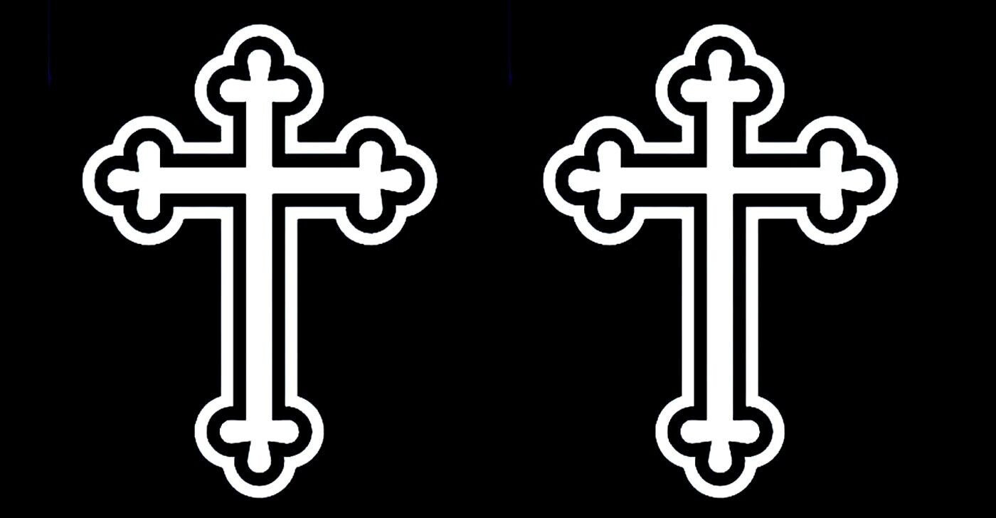 Christian Cross 2 PK White Vinyl Decals Car Windows Laptop Tablet Tumblers