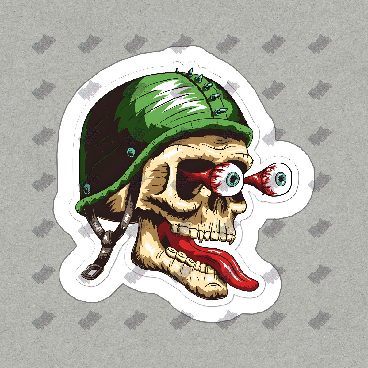 Unique Skull with Helmet Vinyl Sticker Cool Decal for Laptops, Water #702095