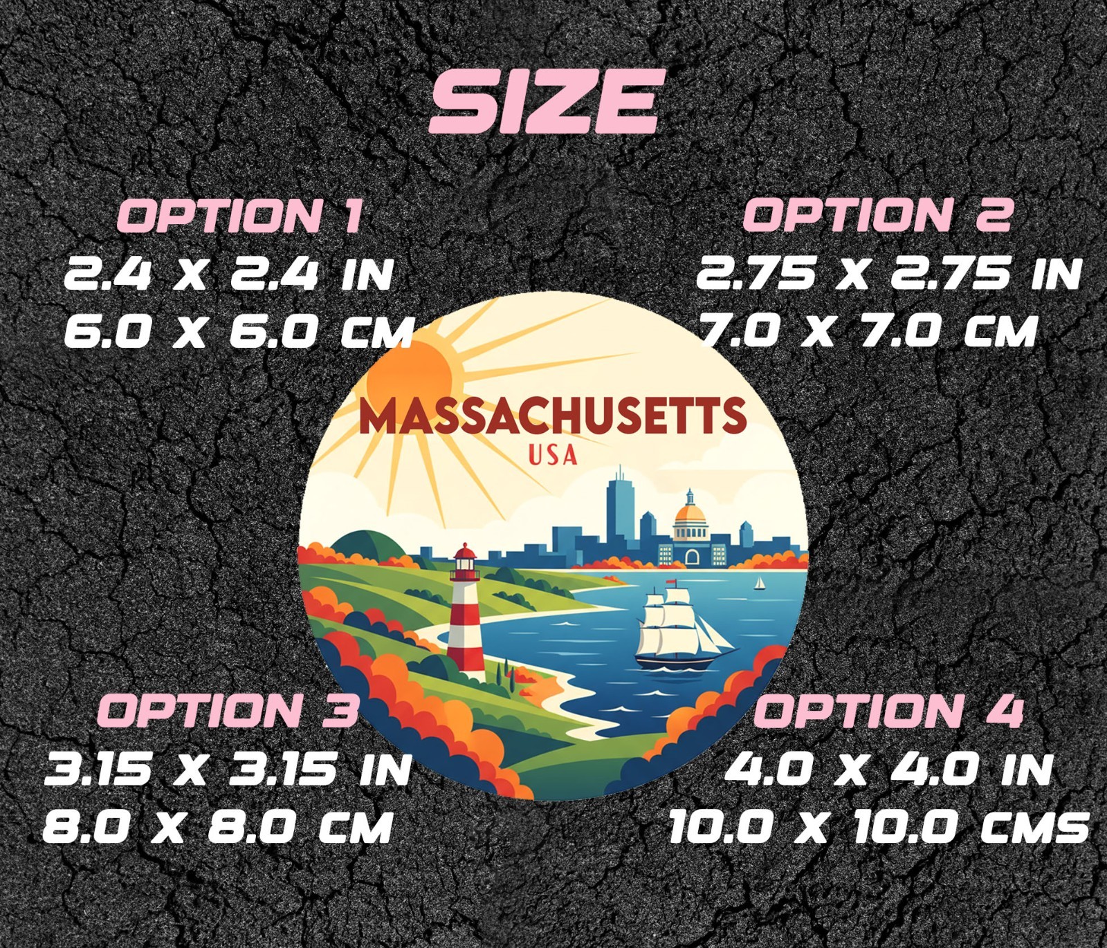 Massachusetts Usa Vintage Travel Sticker Die Cut Waterproof Vinyl Laptop Decal
