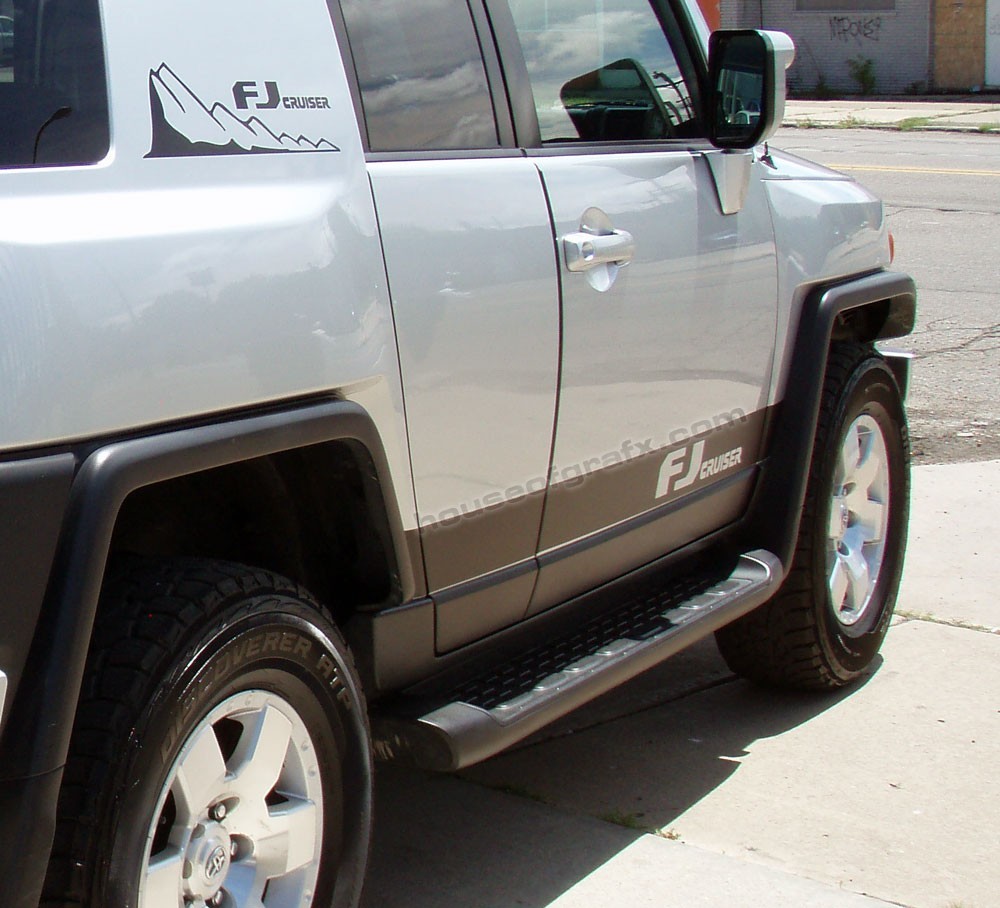 4.5" Rocker Stripes & Hood Graphic Graphics Decals fit any 07+ Toyota FJ Cruiser