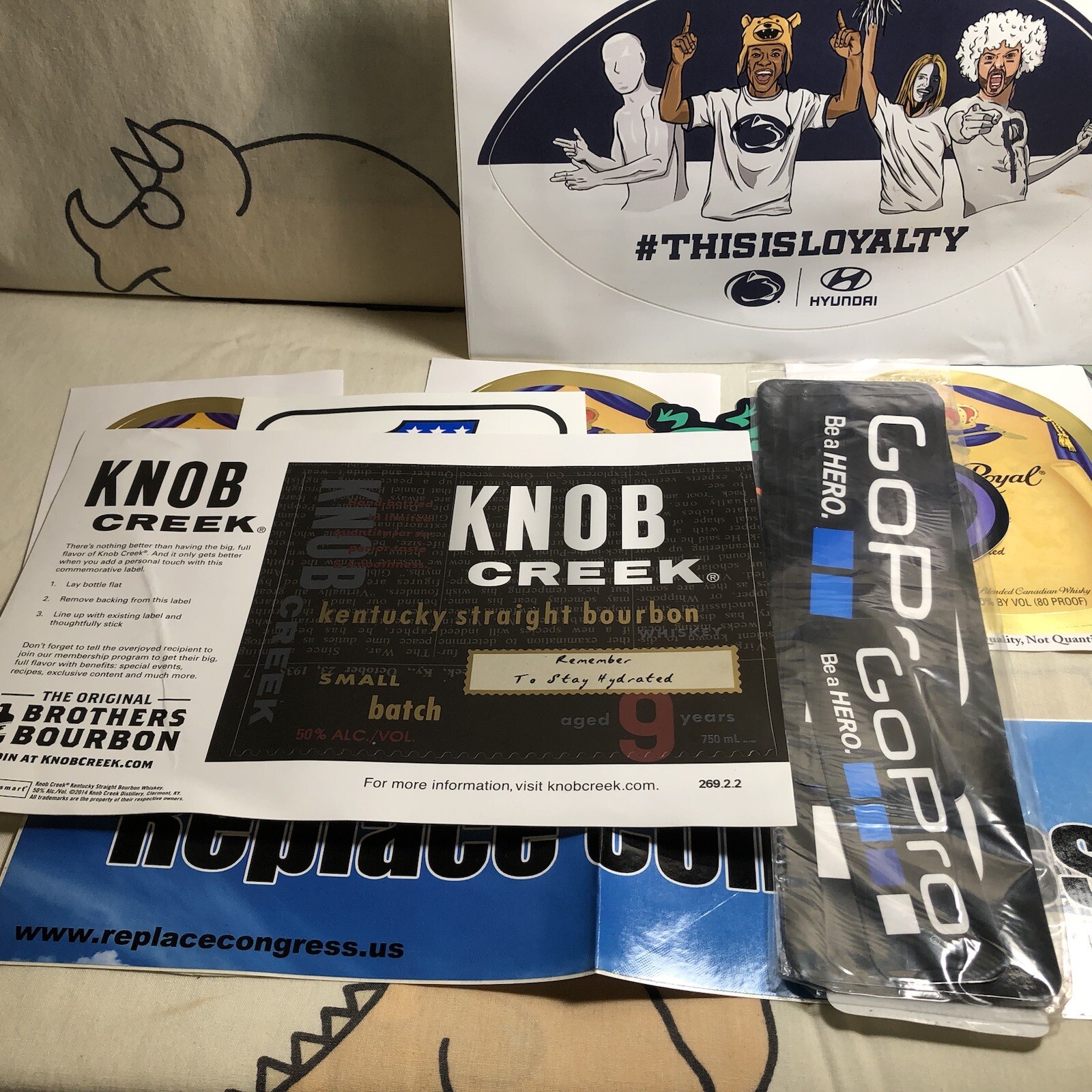 Large Sticker Lot Crown Royal Knob Creek Go Pro Patagonia Penn State Harley Huk