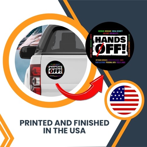 Magnet Me Up Hands Off Social Security Magnet – 5 inch Round, Political Protest