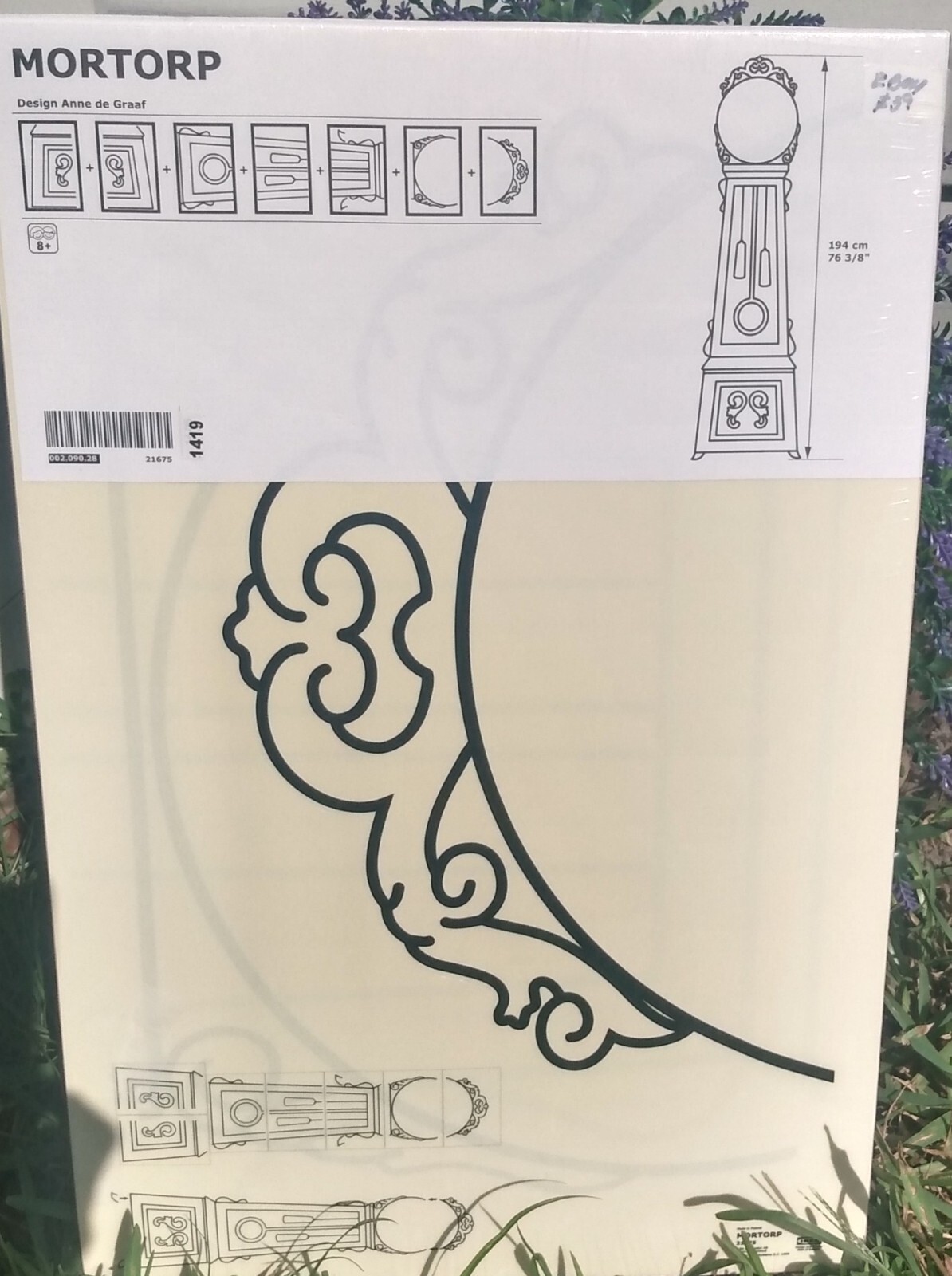 IKEA Mortorp Grandfather Clock Sticker Decal Wall Decor Anne de Graffe 76" NEW
