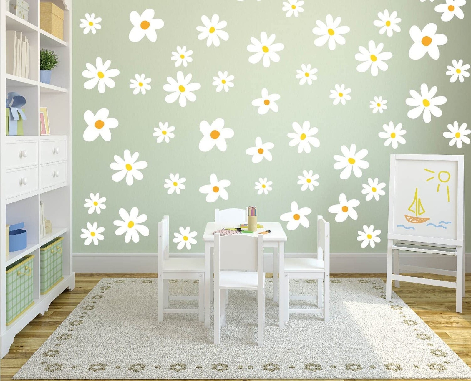 Resin & Reed Daisy Wall Decals, 3-5 inches (White, 36) White