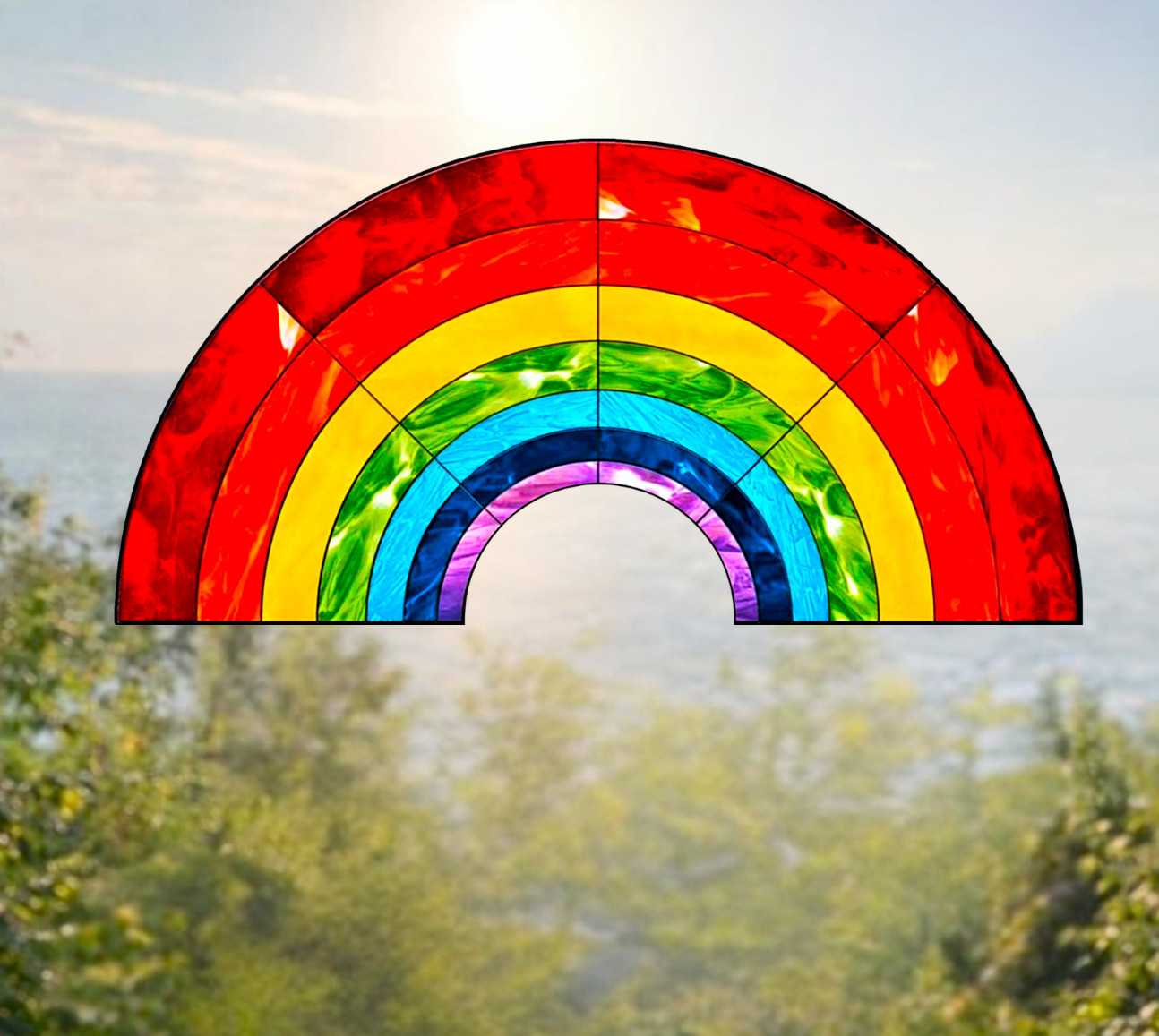 Rainbow Faux Stained Glass WINDOW CLING ~ Sun-catcher Size 10.6" Vinyl