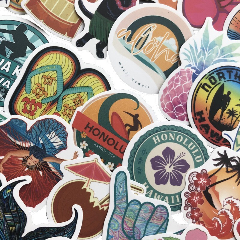 50pcs HAWAII Stickers, Beach Travel Vacation Stickers, #097