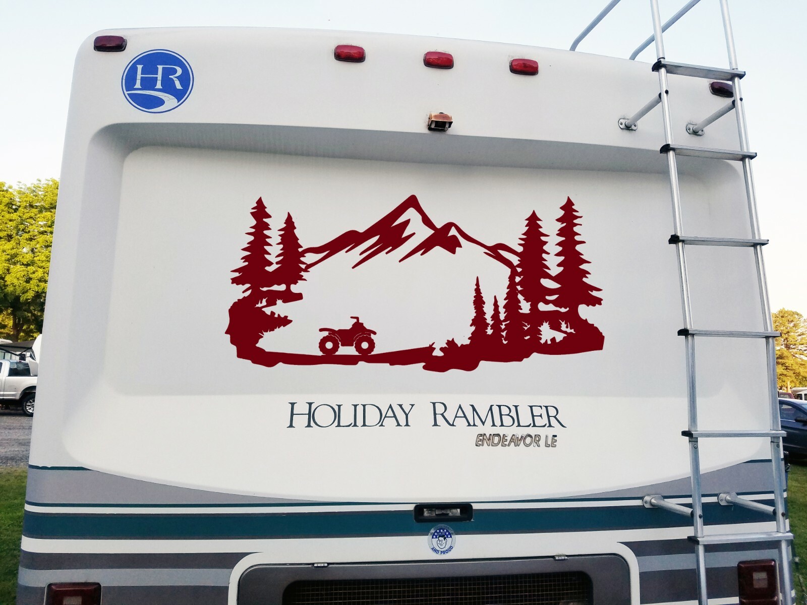 ATV Mountains Scene Vinyl Decal V2 | Quad RV Toy Hauler 4-wheeler | Sticker