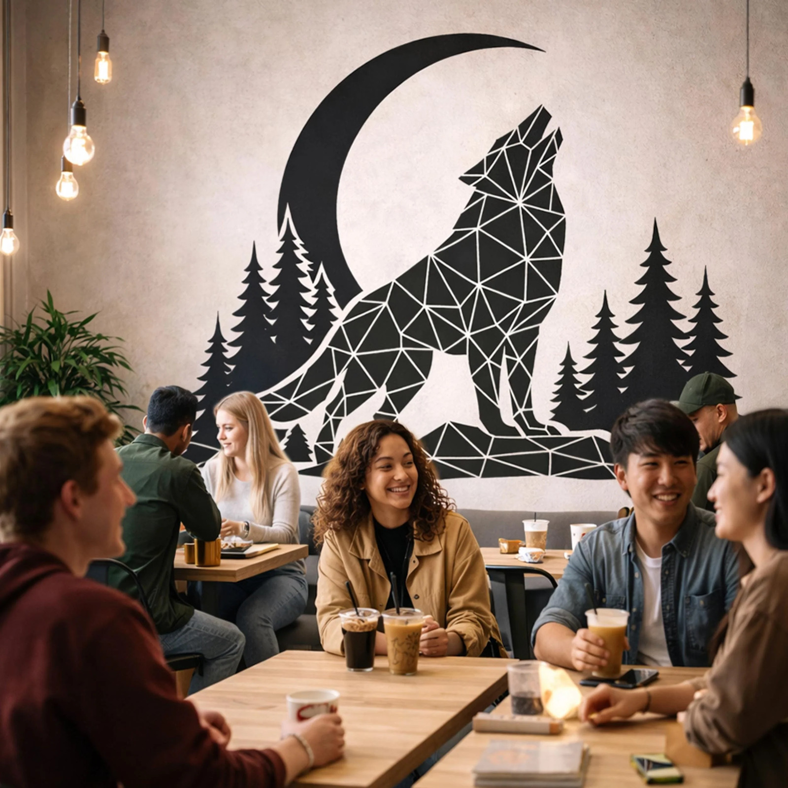 Geometric Wolf Wall Decal | Low Poly Howling Wolf Sticker