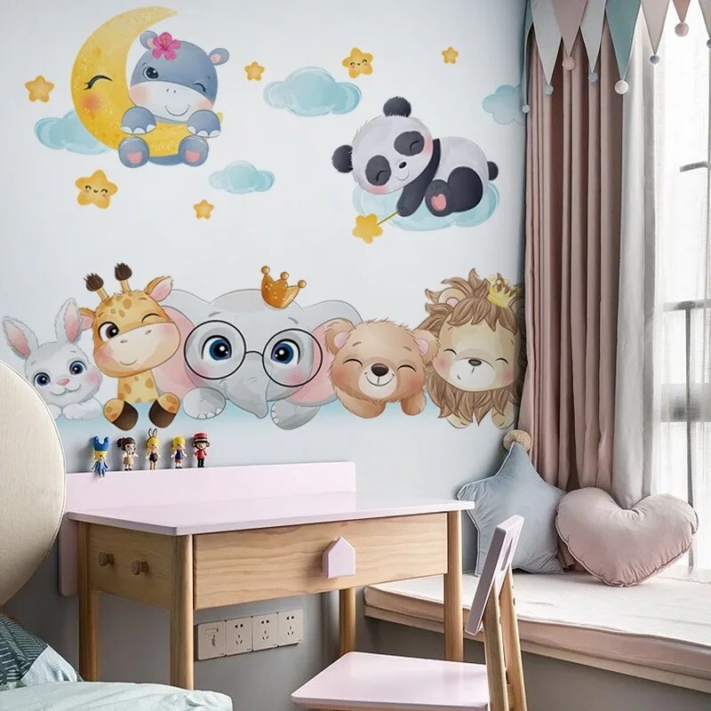 Cute Bear Star Cloud Wall Stickers for Kids Rooms Girls Boys Baby Roo0m