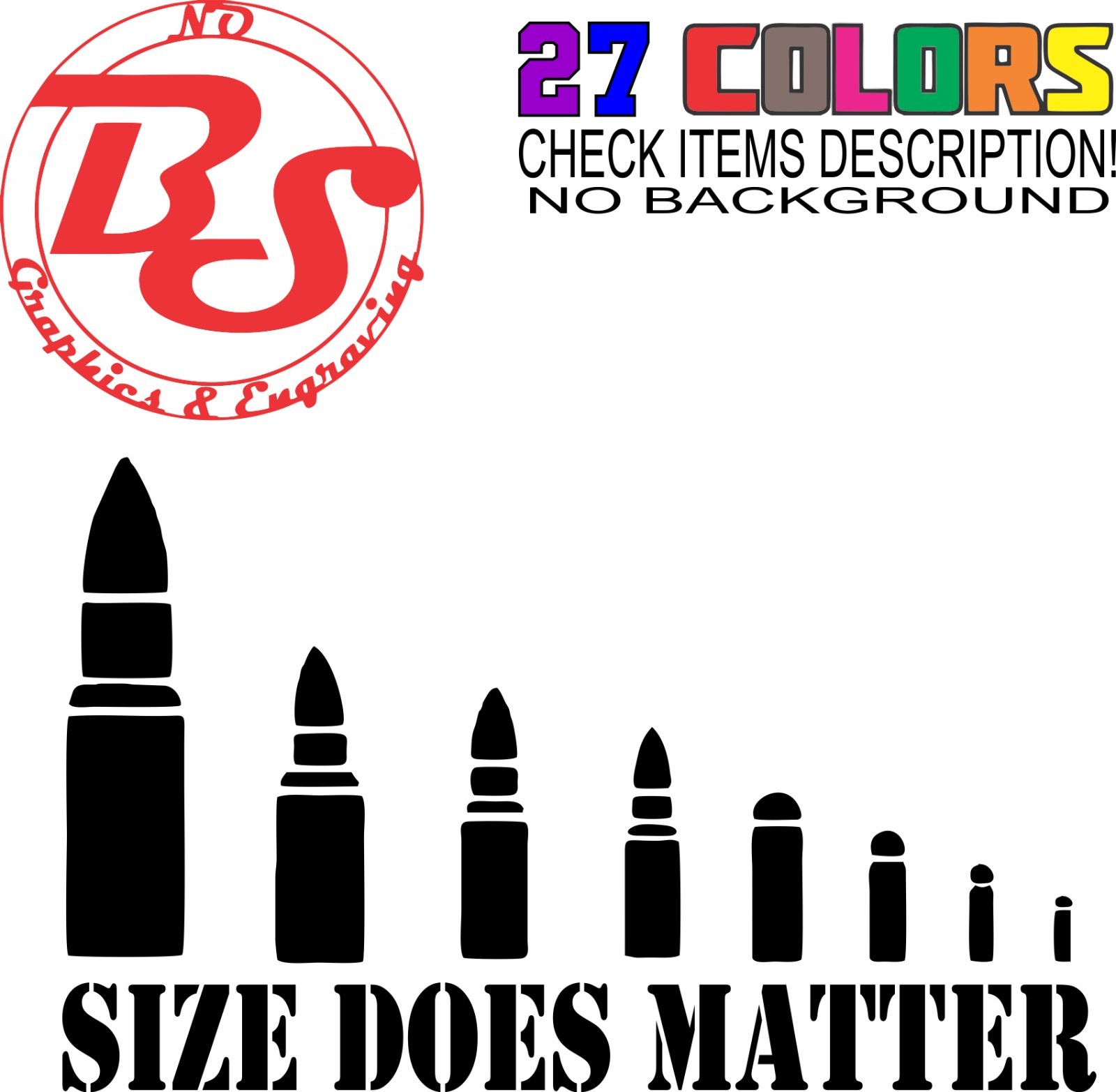 6" Size Matters Vinyl Decal America 2A Gun Sticker Funny XxX Racing Mancave noBS
