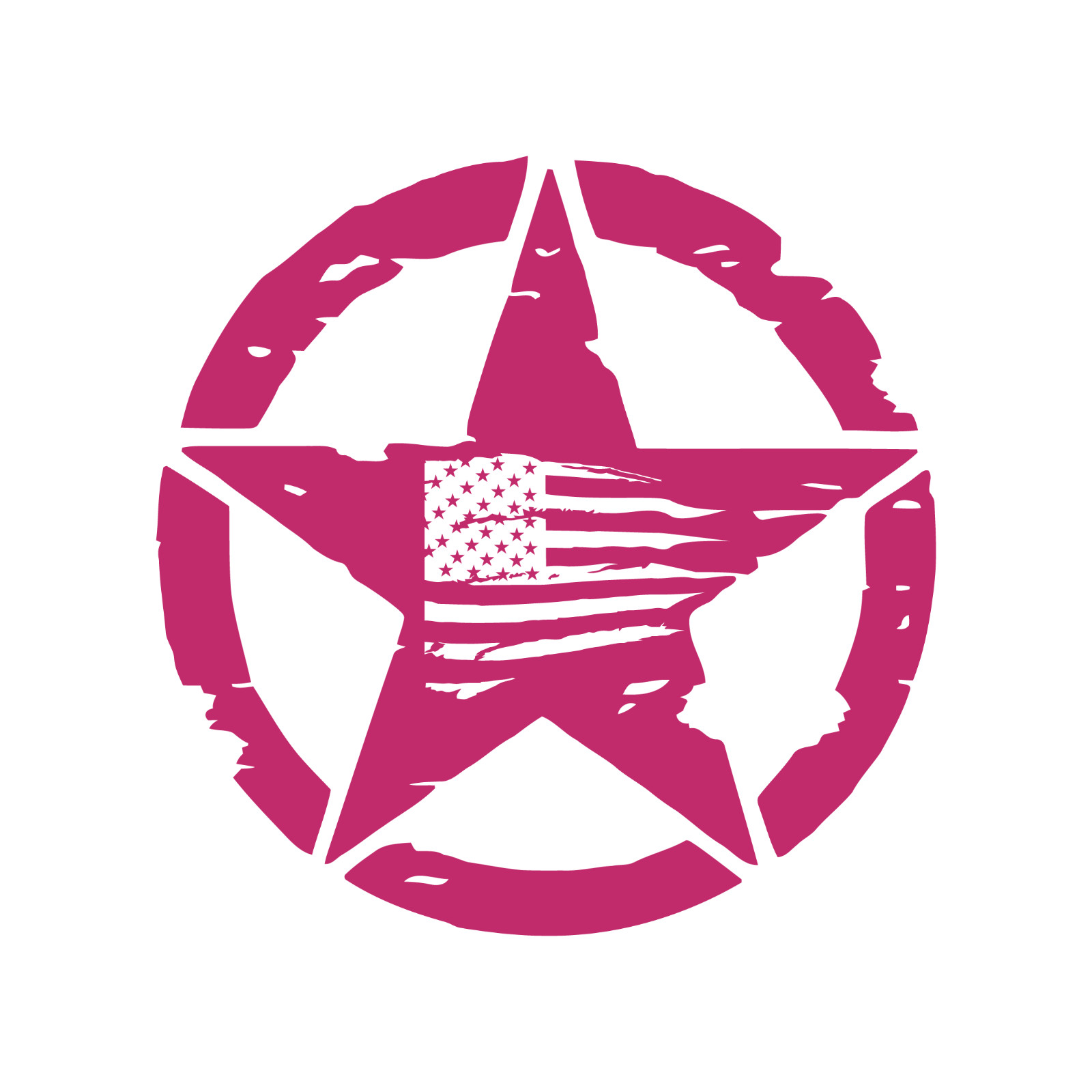Distressed Army Star With Distressed US Flag Automotive Die Cut Decal Made USA