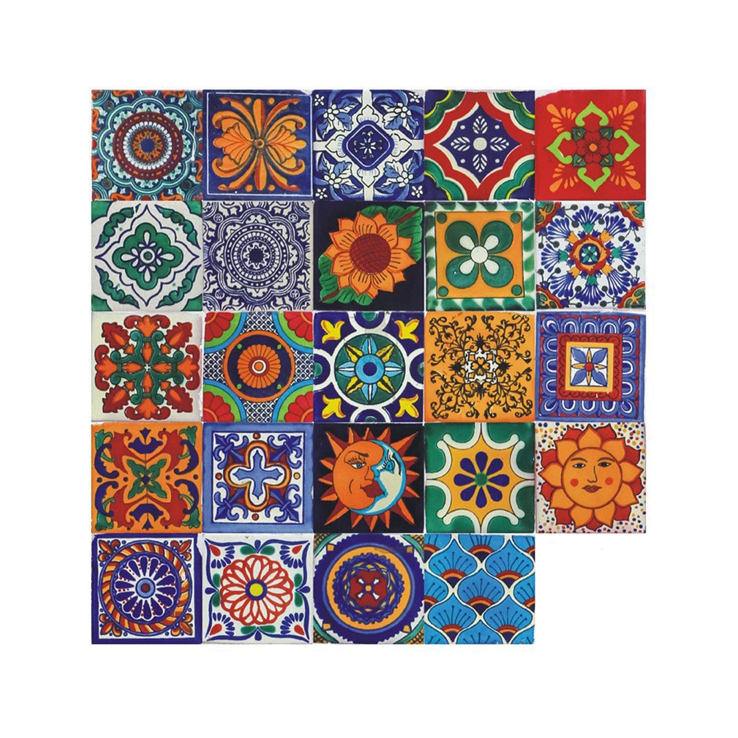 24Pcs Tile Stickers 3.93×3.93 Inch Bohemian Style Peel and Stick 4x4in