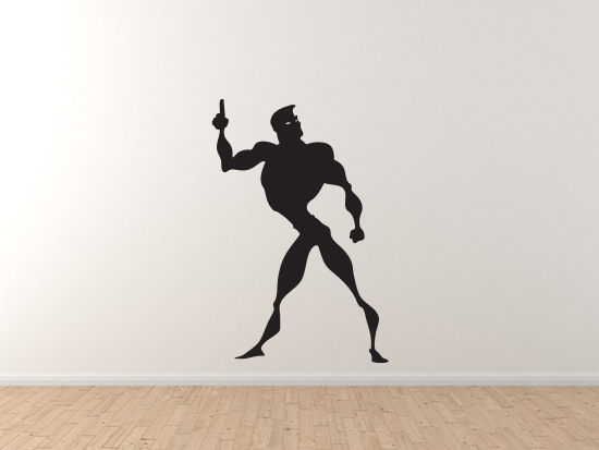Comic Book Style – Super Hero Silhouette Power Pose Version 7 – Vinyl Wall Decal
