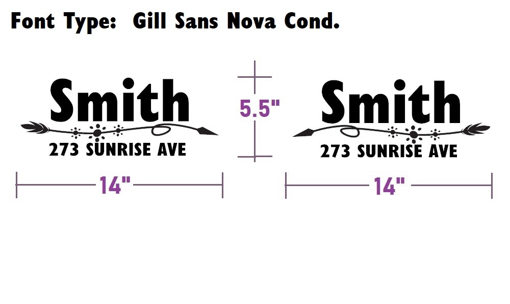 SET OF 2 CUSTOM PERSONALIZED VINYL MAILBOX NUMBERS NAME DECAL, (Model 22)